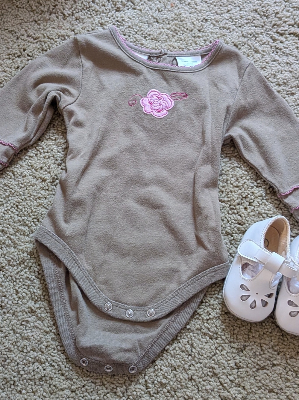 Vintage Y2K Faded Glory Infant Onesie & Mary Jane Shoes Set 🌸